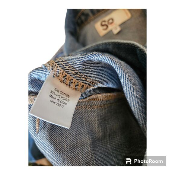 SO XS Button Up Long Sleeve Collared Cotton, Polyester Denim Jacket - Picture 5 of 9